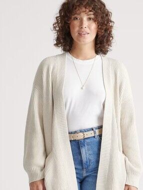 Quince 100% Organic Cotton Oversized Cardigan - Color Is Called Speckled Beige